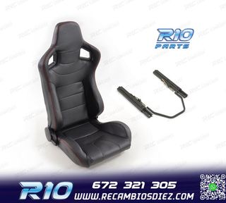 ASIENTO DEPORTIVO SEMI BAQUET ESTILO RS CARBONO NEGRO Y CORR