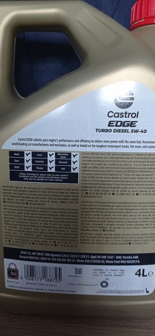 Aceite Castrol EDGE Turbo Diesel 5W-40 4L