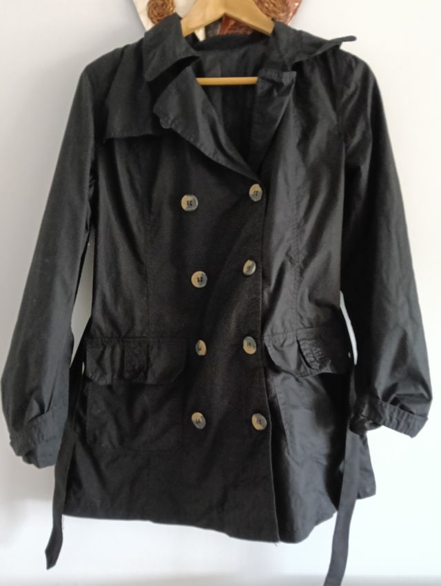 Gabardina trenca doble botonadura sin capucha