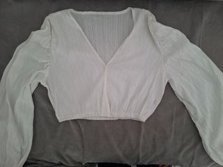 Camisa corta blanca manga larga