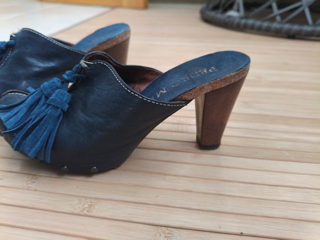 Zapatos Pedro Miralles Piel Azul Tacon Tassels