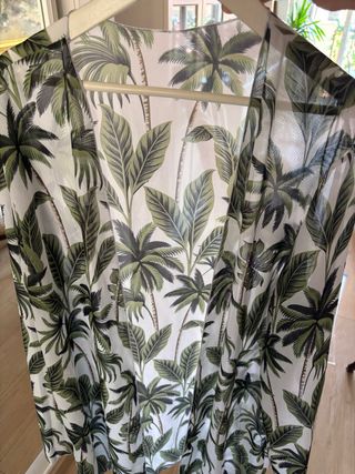 Kimono Palmeras Verde y Blanco Talla Única