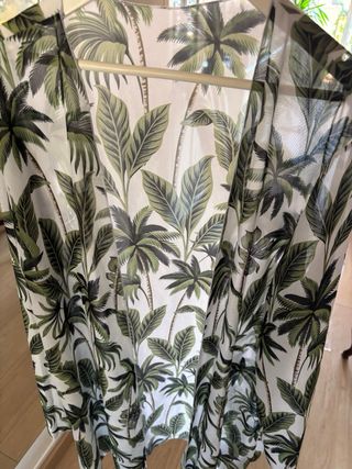Kimono Palmeras Verde y Blanco Talla Única