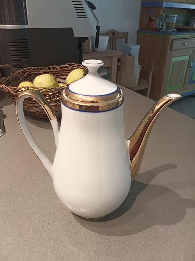 Teiera Bavaria in Porcellana Bianca blu e Oro