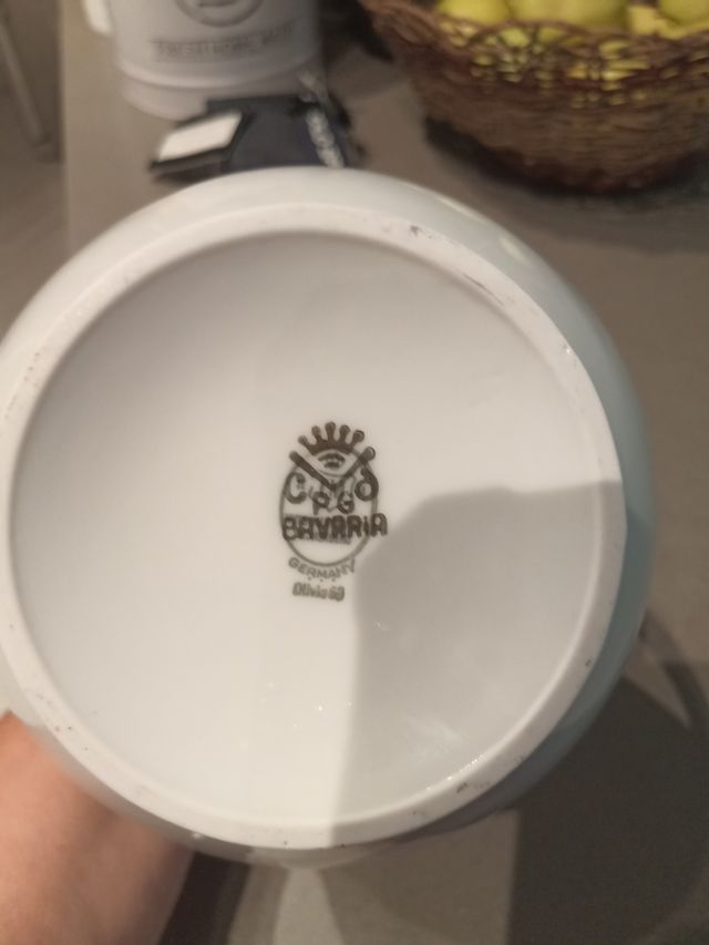 Teiera Bavaria in Porcellana Bianca blu e Oro