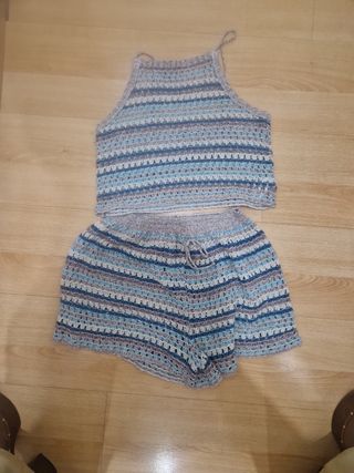 Conjunto crochet top y shorts