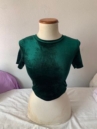 Top terciopelo verde