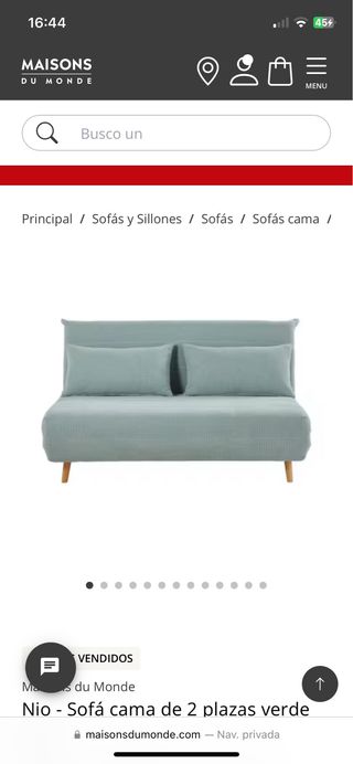 Sofá cama 2 plazas verde