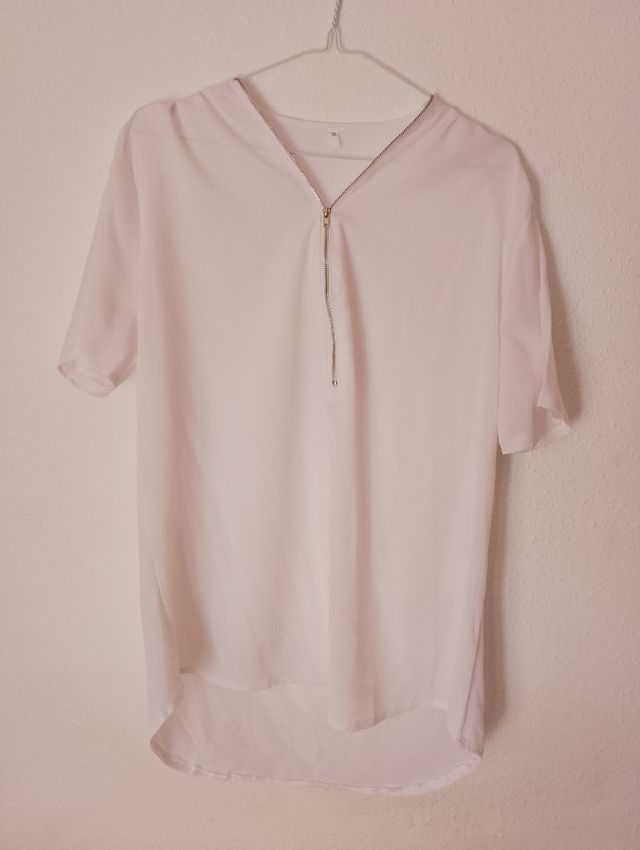 Camisa blanca con cremallera Talla XL