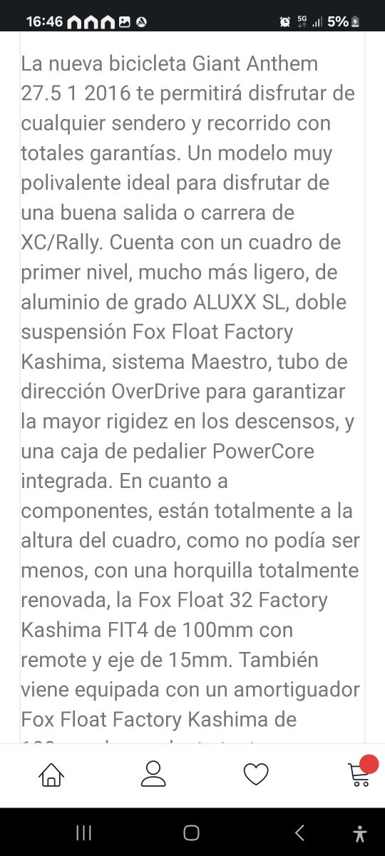 Bicicleta Giant Anthem 1 27.5 Talla XL