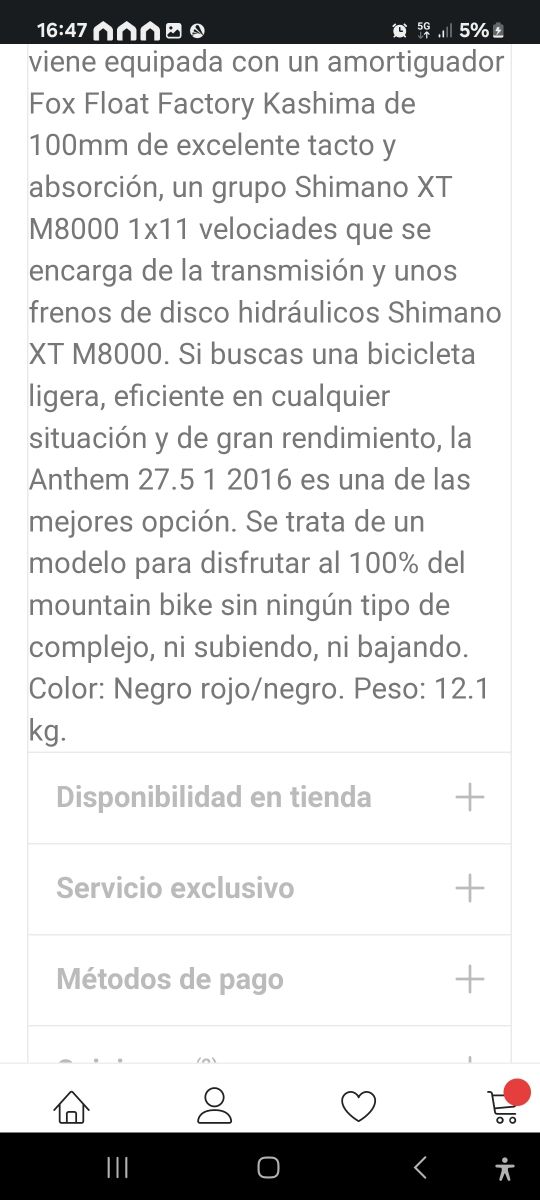 Bicicleta Giant Anthem 1 27.5 Talla XL