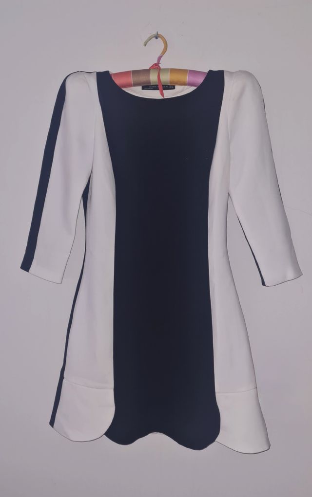 Vestido Mango Negro y Blanco