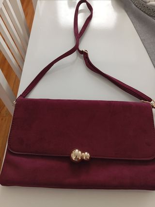 Bolso de mano granate tipo ante