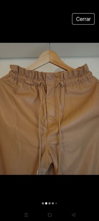 Pantalón cuero Mango marrón