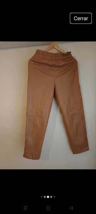 Pantalón cuero Mango marrón