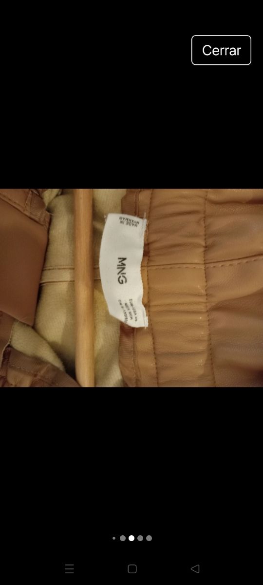 Pantalón cuero Mango marrón