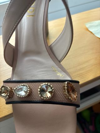 Sandalias Lodi Piel Talla 38 Beige/Oro un solo uso