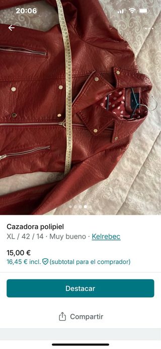 Cazadora polipiel roja
