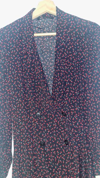 Vestido Zara floral negro y rojo