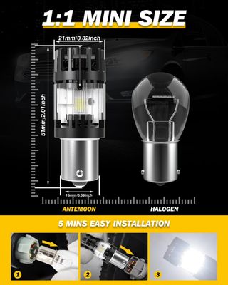 2 Bombillas LED P21W 1156 BA15S 6500K