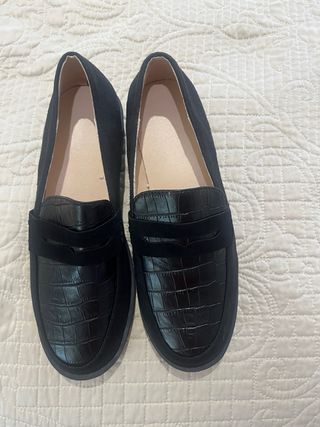 Zapatos negros mujer mocasines cocodrilo