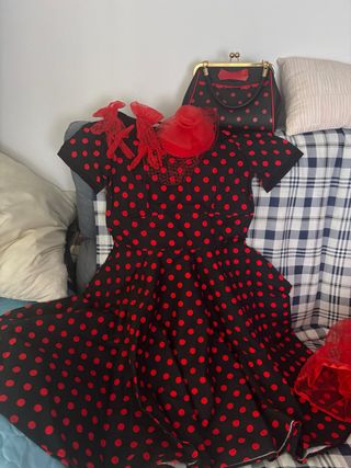 Vestido vintage lunares rojo talla 44