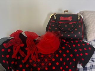 Vestido vintage lunares rojo talla 44