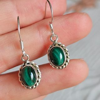 Pendientes Plata 925 con Malaquita