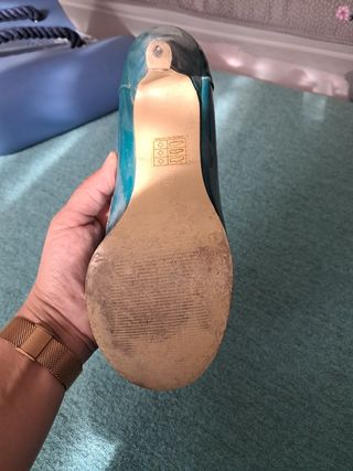 Zapato de tacón verde azulado mujer