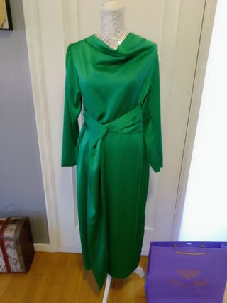 Vestido fiesta verde talla única