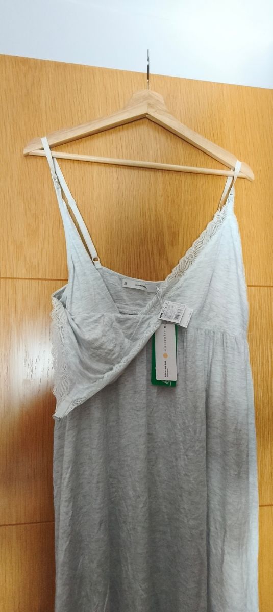 Camisón Maternidad Encaje Gris