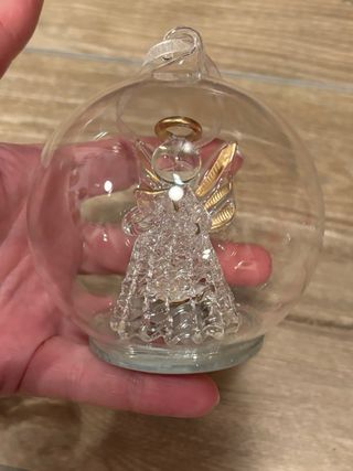 Set 2 palline albero Natale vetro soffiato angelo