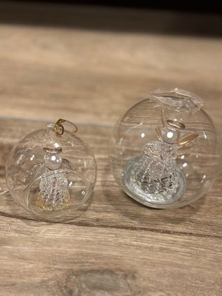 Set 2 palline albero Natale vetro soffiato angelo