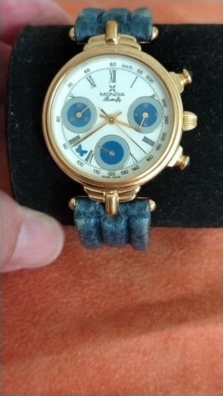 Orologio Mondia zenit butterfly Blu/Oro funzionant