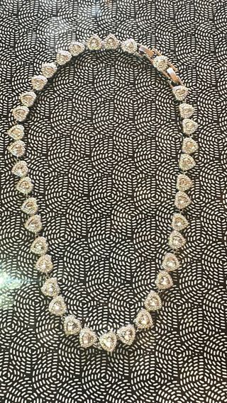 Collar Corazones Brillantes Plata
