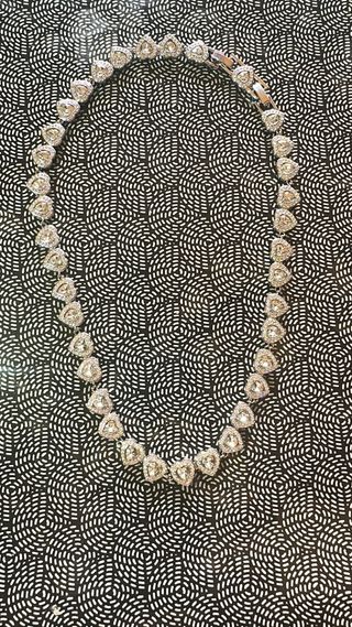 Collar Corazones Brillantes Plata
