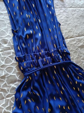Vestido Sfera azul con estampado dorado