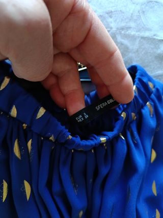 Vestido Sfera azul con estampado dorado
