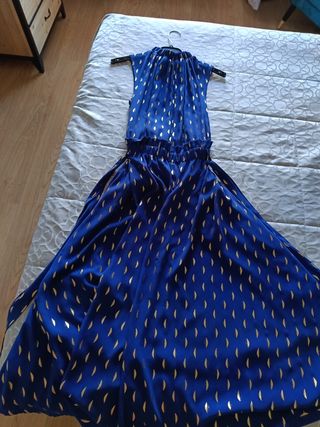 Vestido Sfera azul con estampado dorado