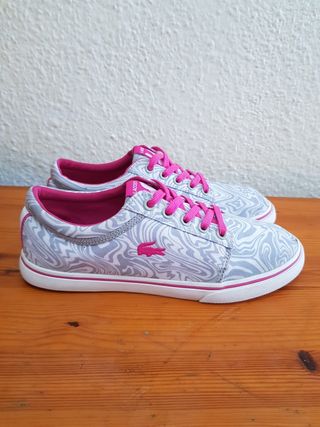 Zapatillas Lacoste grises y rosas