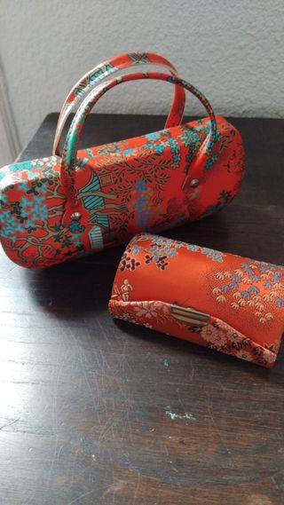 Set bolso y estuche estilo chinoiserie