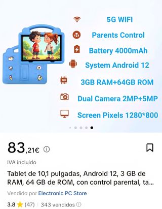 Tablets Infantiles con Funda Protectora