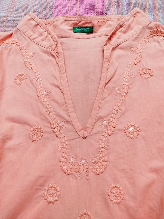 Blusa salmón boho bordada