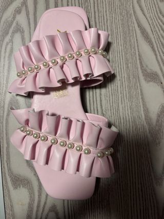 Sandalias Xnier rosa pastel con perlas