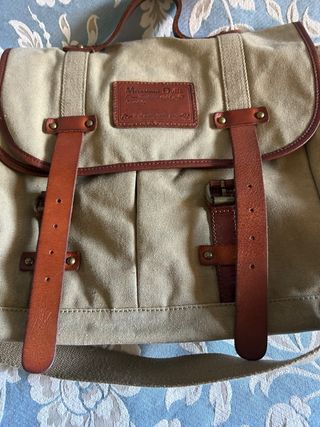 Bolso Porta Documentos Massimo Dutti Beige/Marrón