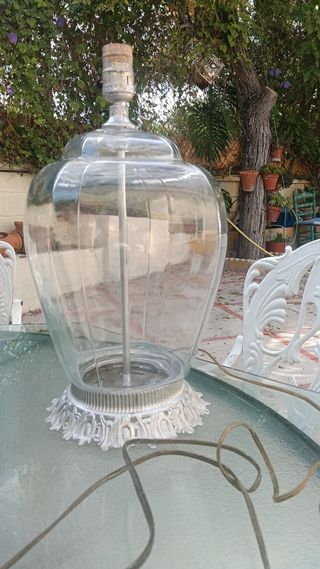 Lámpara de mesa vintage cristal y metal