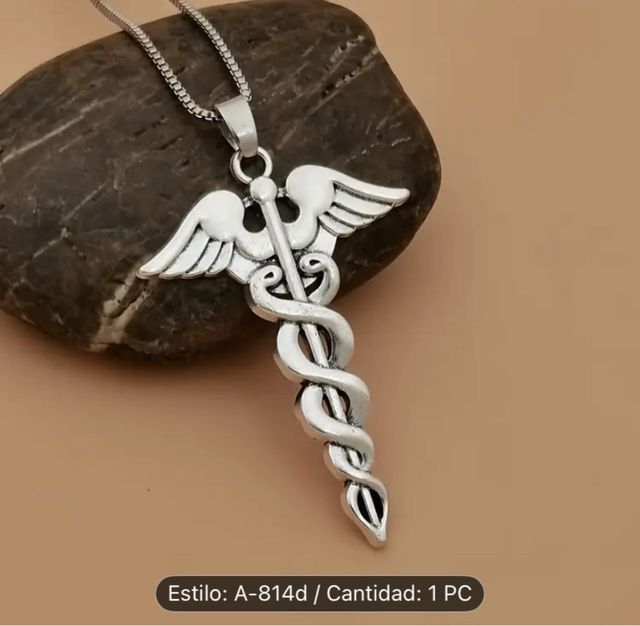 Cadena y Colgante Caduceo Acero Inoxidable