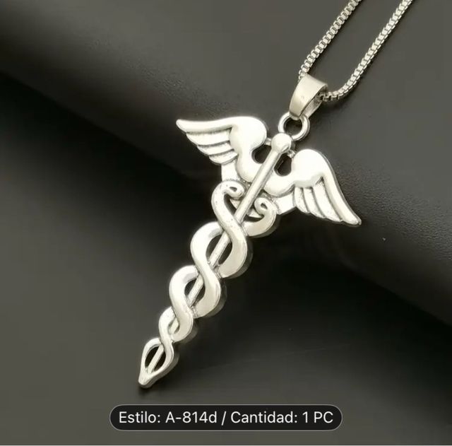 Cadena y Colgante Caduceo Acero Inoxidable
