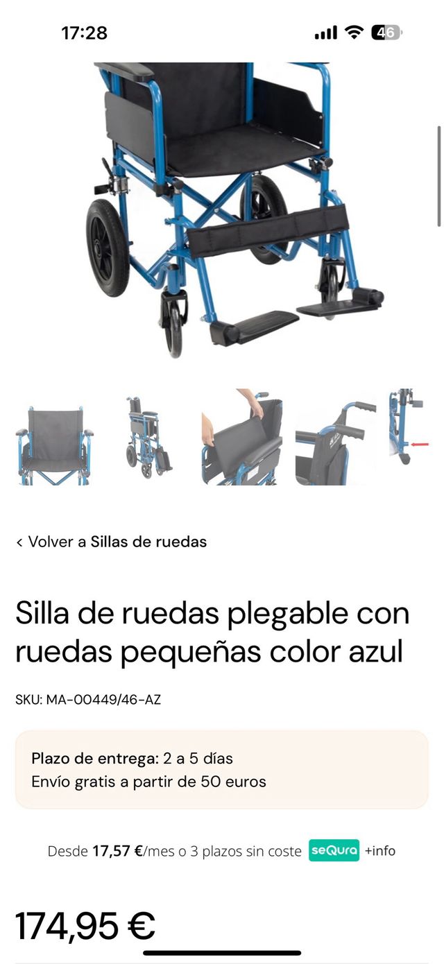 Silla de ruedas plegable con ruedas pequeñas