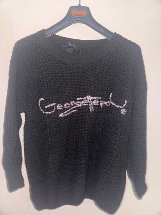 Maglione Georgette nero con scritta